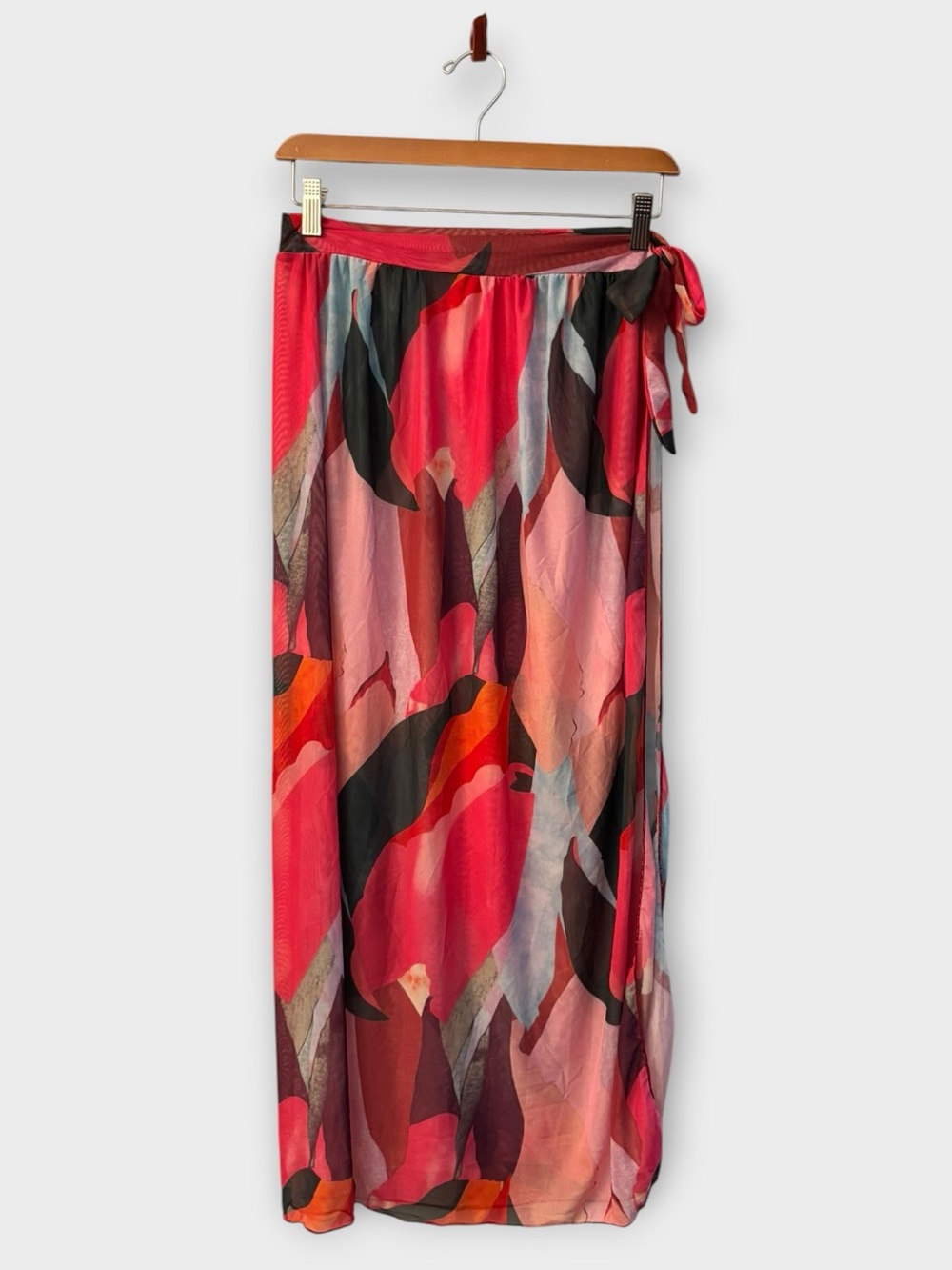 Multicolor Pink Abstract Maxi Wrap Skirt Size XL